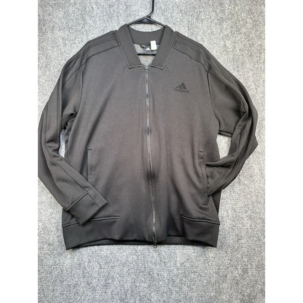 Adidas Mens Multi Sport Jacket Full Double Zip Black XL Triple Stripe Track Coat